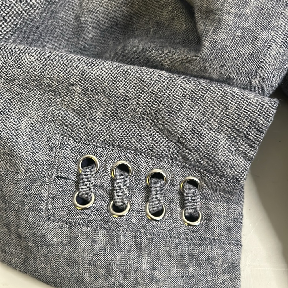 New York & Company blazer gray blue size 12 sewn pockets silver buttons … - Picture 10 of 12